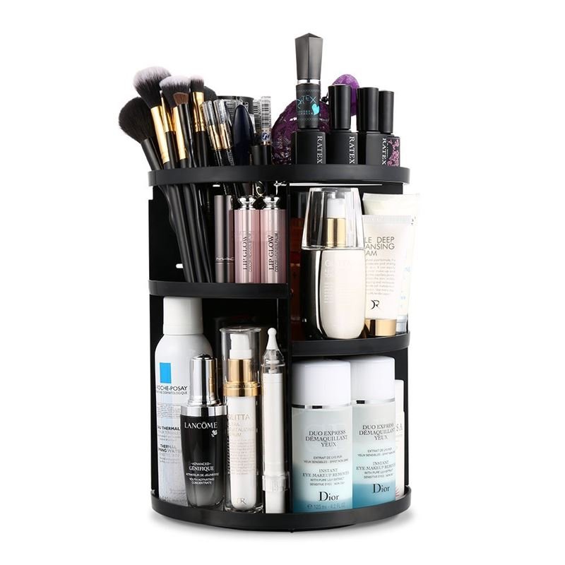 kosmetik aufbewahrung schwarz Make-up Organizer 360° rotierend – UNIQ Schwarz