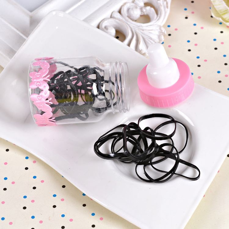 30 pcs Snagfree Hair elastics 2mm - Black in Baby Bottle - Hair Accessories | Fashiongirl
