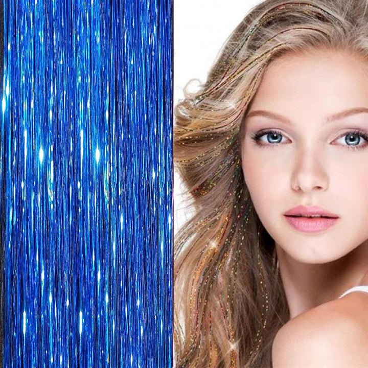 Bling Glitter Extensions 100 Glitzer-Haarsträhnen 80 cm – dunkelblau – | Fashiongirl