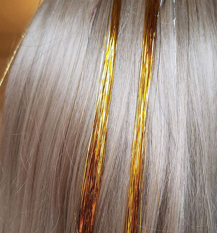 Bling Glitter Extensions 100 Glitzer-Haarsträhnen 80 cm, gold – | Fashiongirl