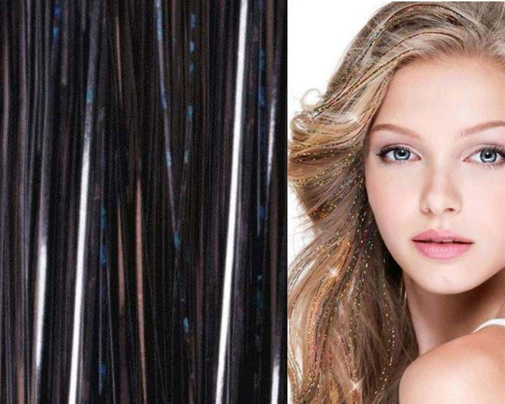 Bling Glitter Extensions 100 Stück Glitzer-Haarverlängerungen 80 cm – Schwarz – | Fashiongirl