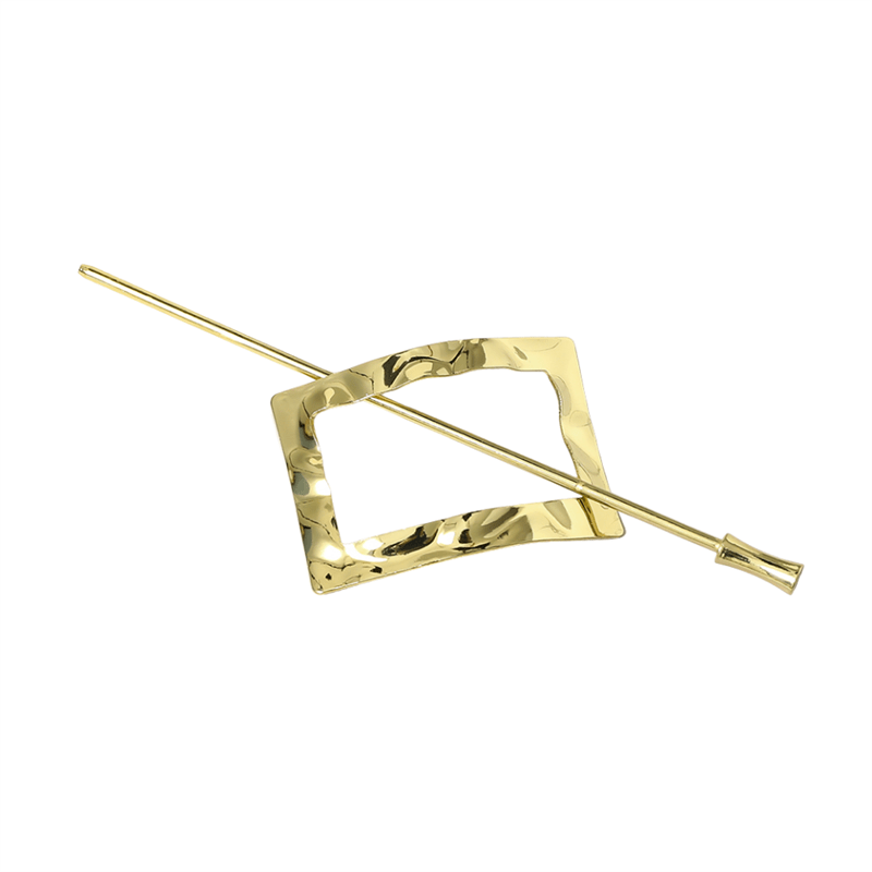 Chris Rubin Nova Rectangle Slide Buckle Hair Claw - Gold - Hair Accessories