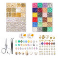 Das Fashiongirl Clay Beads / Heishi Beads Bohemian Kit enthält 6000 verschiedene Perlen, Schnurspulen, Scheren, Pinzetten, Buchstabenperlen, Anhänger und vieles mehr – alles, was Sie zum Basteln einzigartiger Bohemian-Schmuckstücke benötigen.