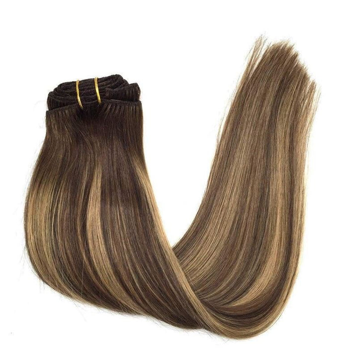 Clip In Extensions - 40 cm #4/27 Brown/ Medium Blonde Mix - | Fashiongirl