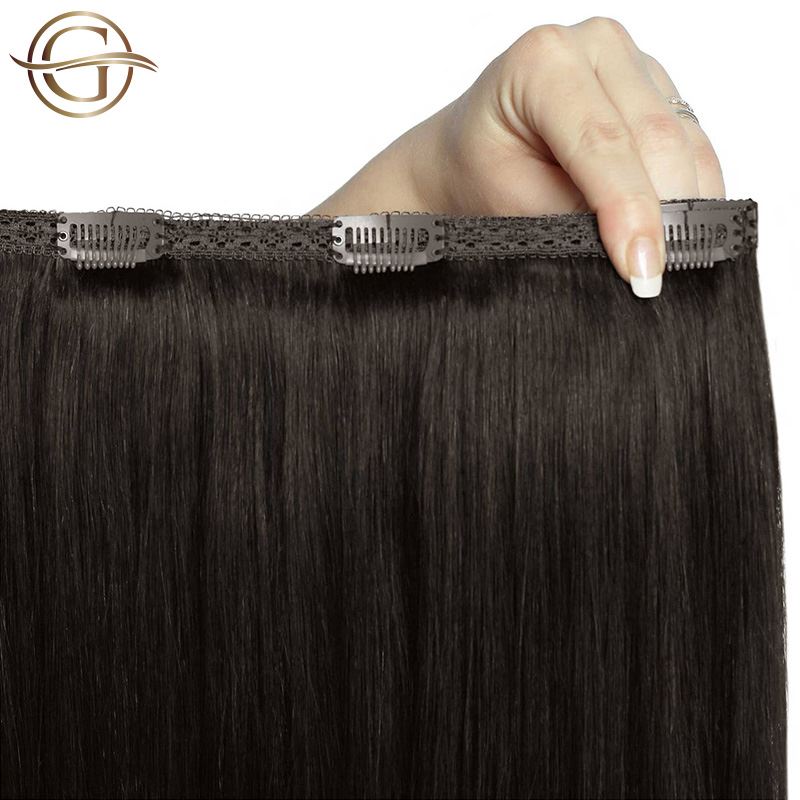 Clip-in-Haarverlängerungen #2 Dunkelbraun – 7 Sets – 50 cm | Gold24 – | Fashiongirl