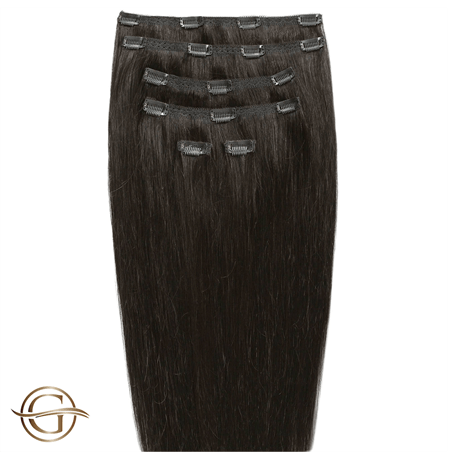 Clip-in-Haarverlängerungen #2 Dunkelbraun – 7 Sets – 50 cm | Gold24 – | Fashiongirl