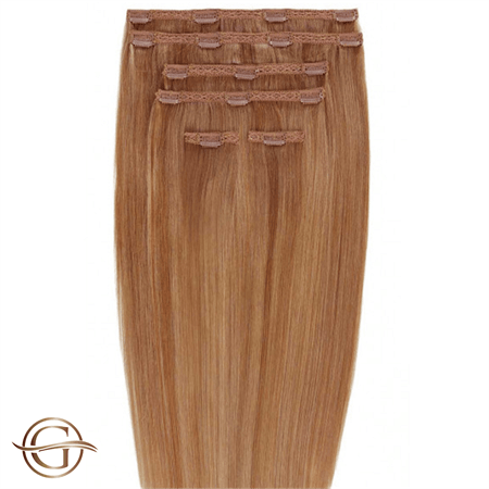 Clip-in-Haarverlängerungen #30 Kastanie – 7 Sets – 50 cm | Gold24 – | Fashiongirl