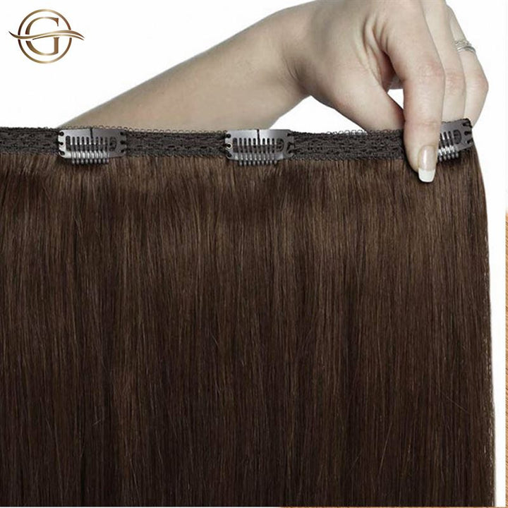Clip-in-Haarverlängerungen #33B Dunkelrotbraun – 7 Sets – 60 cm | Gold24 – | Fashiongirl