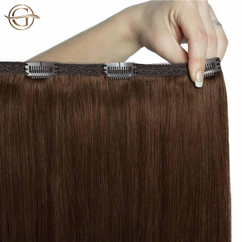 Clip on hair extensions #4 Brown - 7 sets - 50 cm | Gold24 - | Fashiongirl