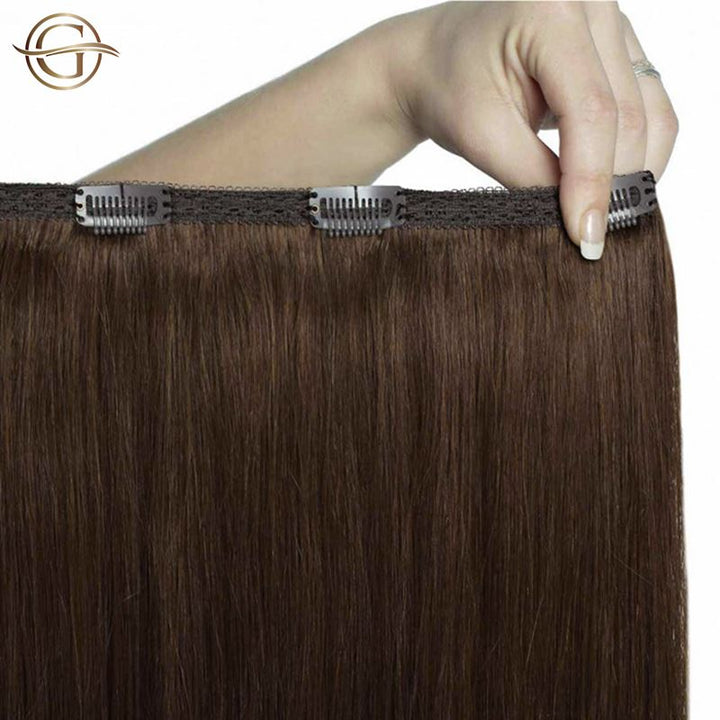 Clip-in-Haarverlängerungen #4 Braun – 7 Sets – 60 cm | Gold24 – | Fashiongirl