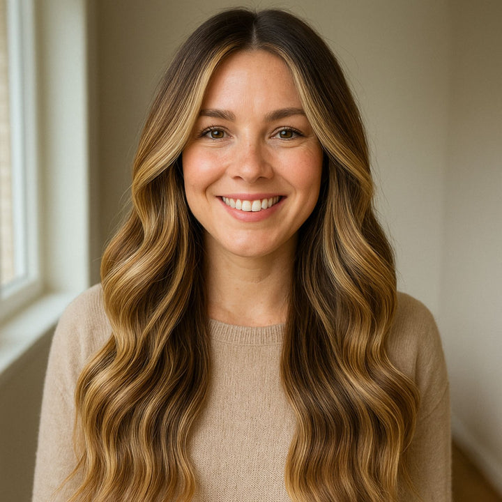 Clip-in-Haarverlängerungen #4/27 Braun/Blond-Mix – 7 Sets – 60 cm | Gold24 – 
