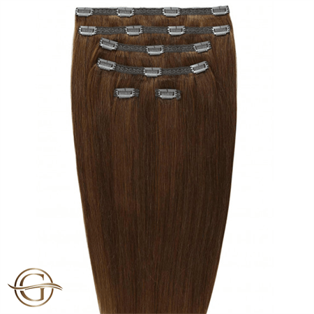 Clip-in-Haarverlängerungen #6 Hellbraun – 7 Sets – 50 cm | Gold24 – | Fashiongirl