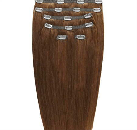 Clip-in-Haarverlängerungen #6 Hellbraun – 7 Sets – 50 cm | Gold24 – | Fashiongirl