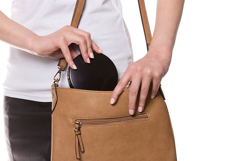 Kompakter Doppel-Reisespiegel mit LED (10-fache Vergrößerung) – Schwarz – | Fashiongirl