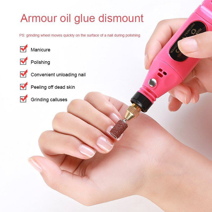 Das Fashiongirl Electric Nail File 6-in-1 Manicure Set in Pink wird für die Maniküre, das Polieren, das Entfernen von Nägeln, das Peeling abgestorbener Haut und das Abschleifen von Hornhaut verwendet.