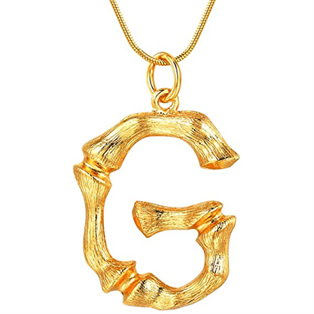 Gold Bamboo Alphabet / Letter Necklace – G – | Fashiongirl