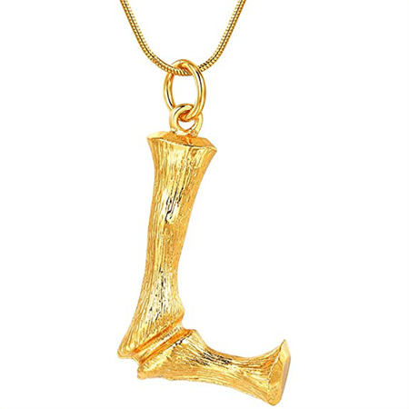 Gold Bamboo Alphabet / Letter Necklace – L – | Fashiongirl
