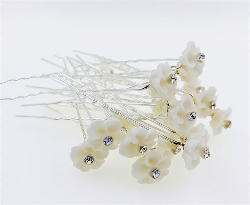 Haarschmuck Haarnadeln White Flower – 20 Stück – Haaraccessoires | Fashiongirl