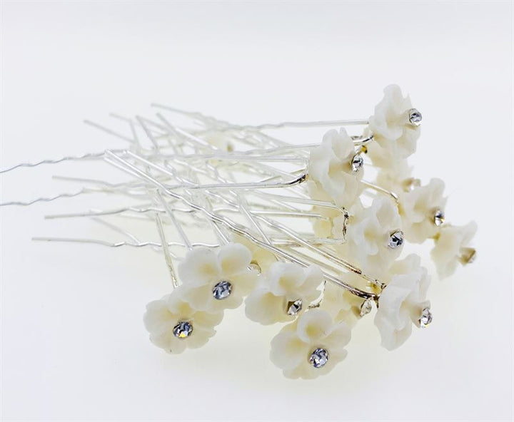 Haarschmuck Haarnadeln White Flower – 20 Stück – Haaraccessoires | Fashiongirl