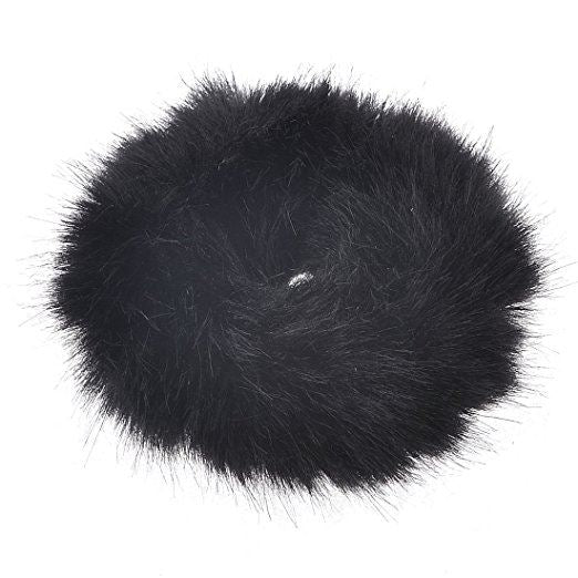 Haarband mit Fell – Faux Scrunchie, schwarz – Haaraccessoires