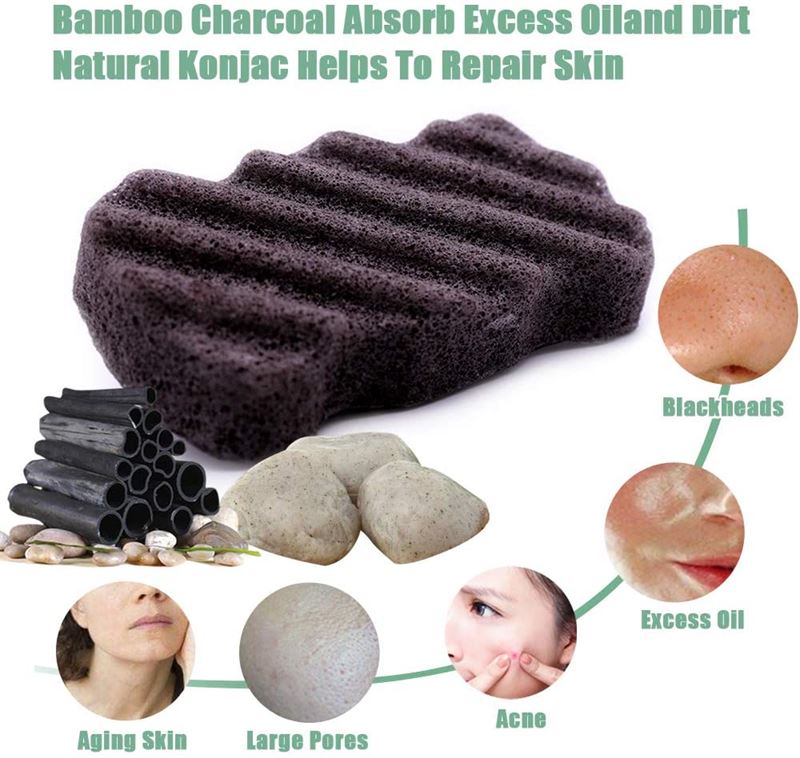Konjac Dry Sponge Wave Bamboo Charcoal (für den Körper) – 1 Stück – | Fashiongirl