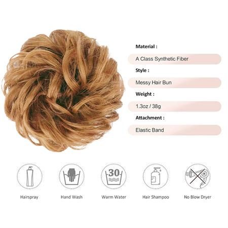 Messy Bun Haargummi mit lockigem Kunsthaar – 27/613 Goldbraun/Blond – Haaraccessoires | Fashiongirl