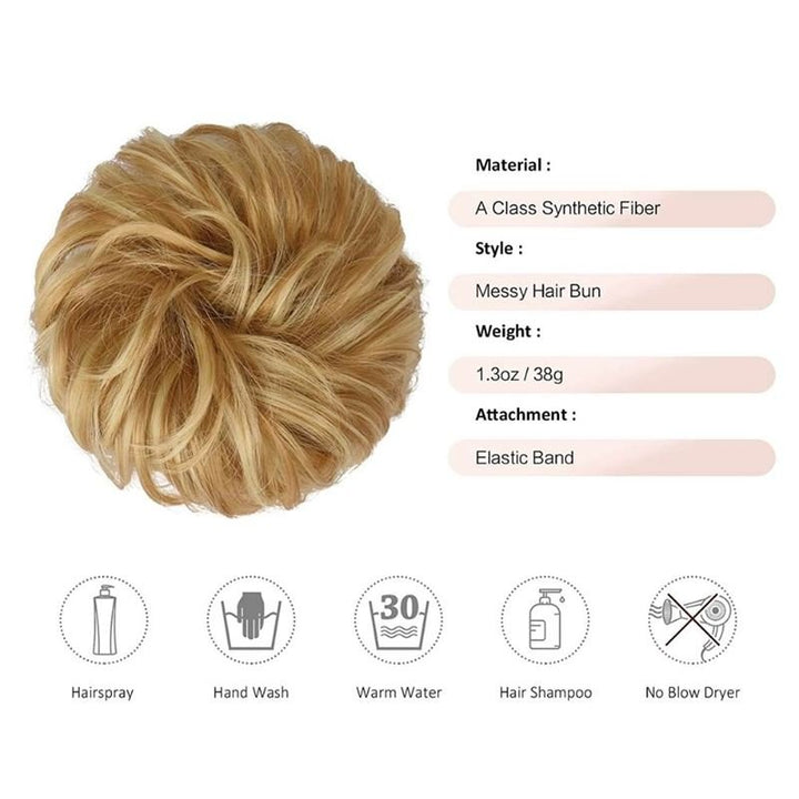 Messy Bun Hair elastic with curly artificial hair - 27H613 Strawberry Blonde &amp; Bleach Blonde - Hair Accessories | Fashiongirl