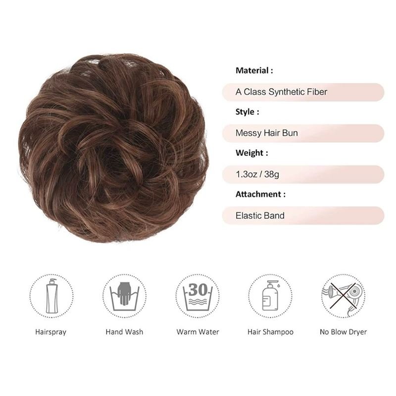 Messy Bun Haargummi mit lockigem Kunsthaar – 4/30# Schokoladenbraun – Haaraccessoires | Fashiongirl