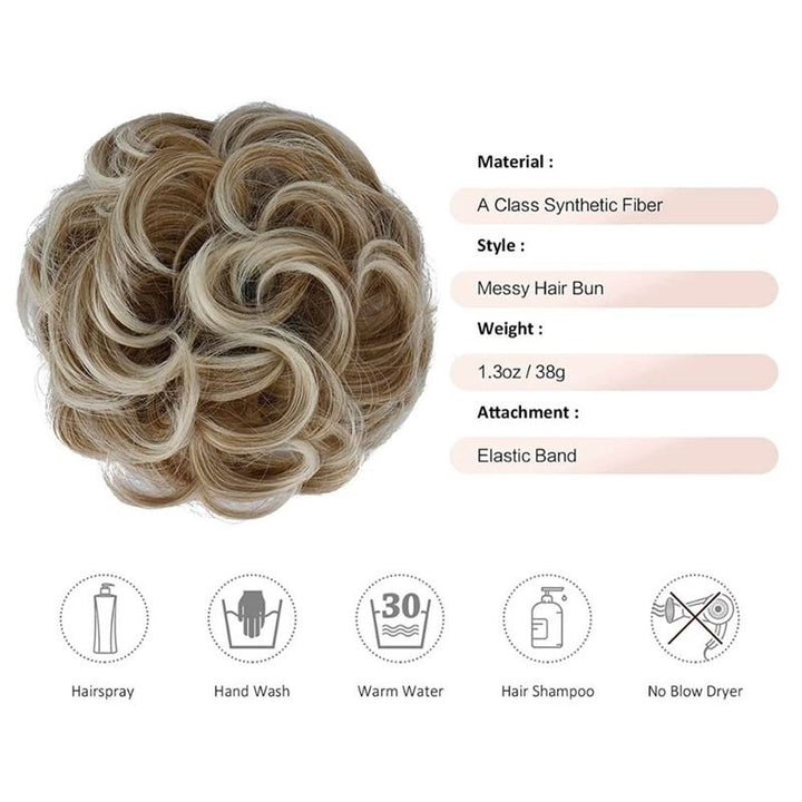 Messy Bun Haargummi mit lockigem Kunsthaar – 6AT88 Erdbeerblond & Platinblond – Haaraccessoires | Fashiongirl