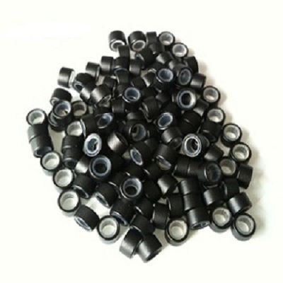 Microrings with silicone for extensions - black 100 pcs - | Fashiongirl