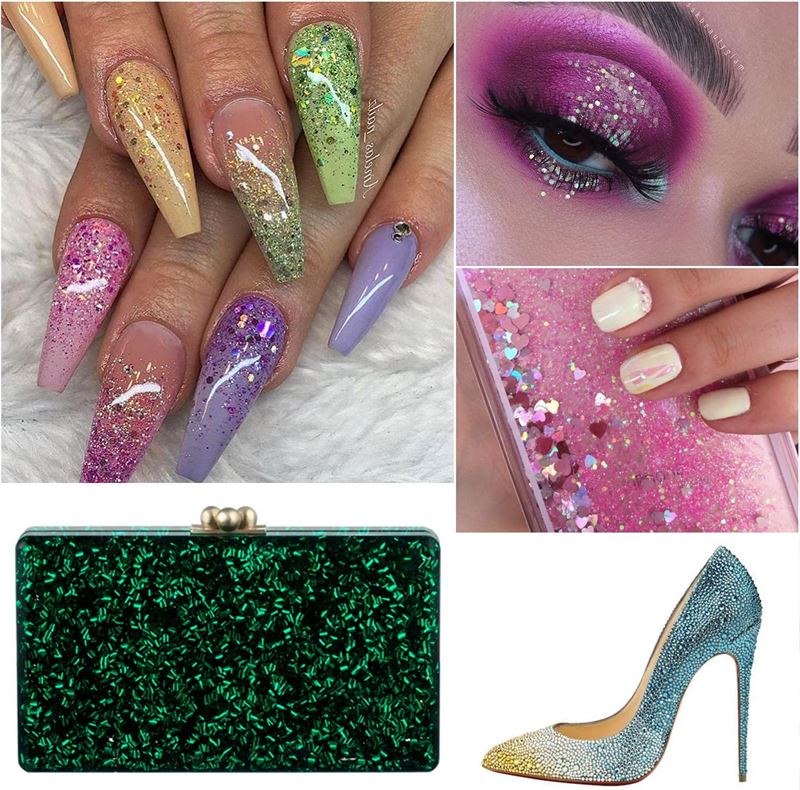 Nageldekoration / Nageldekorationsset für die Maniküre mit Perlen, Pailletten, Glitzer und Diamanten – 48 Flaschen – | Fashiongirl