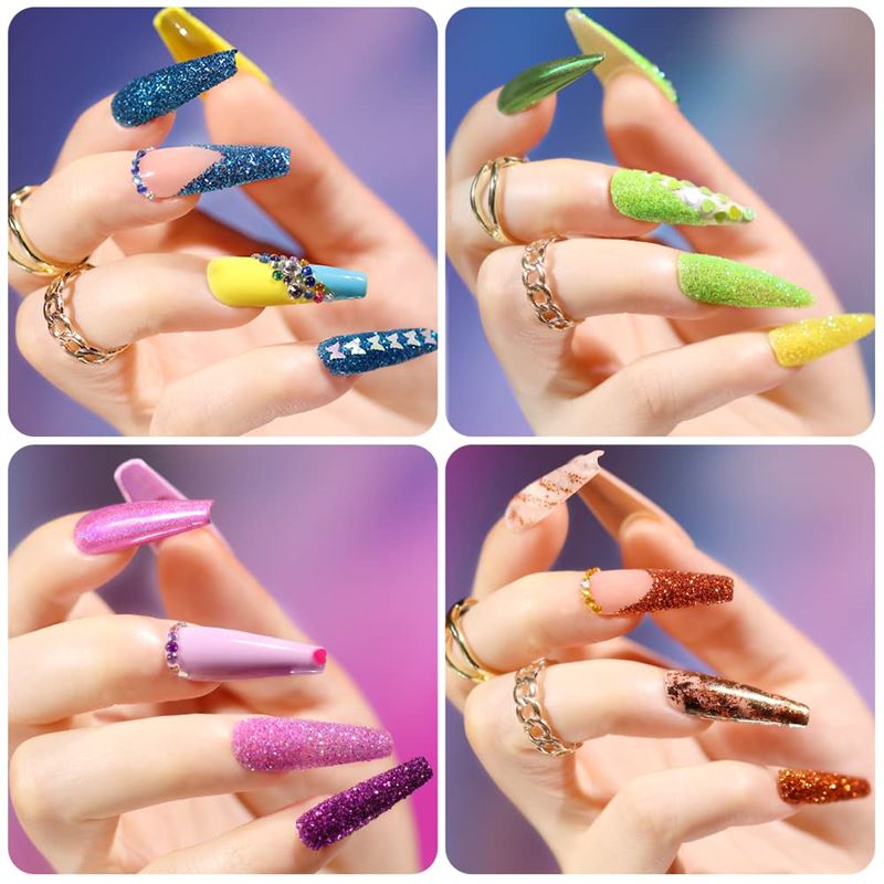 Nageldekoration / Nageldekorationsset für die Maniküre mit Perlen, Pailletten, Glitzer und Diamanten – 48 Flaschen – | Fashiongirl