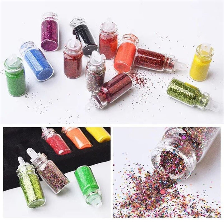 Nageldekoration / Nageldekorationsset für die Maniküre mit Perlen, Pailletten, Glitzer und Diamanten – 48 Flaschen – | Fashiongirl