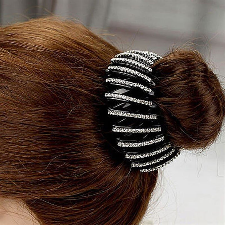 Ponytail Spiral with rhinestones/ Bird Nest Hair Clip - Silver - | Fashiongirl