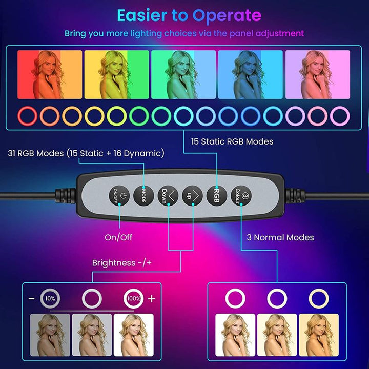 Ringlicht mit RGB-Licht + kabelloser Fernbedienung – | Fashiongirl