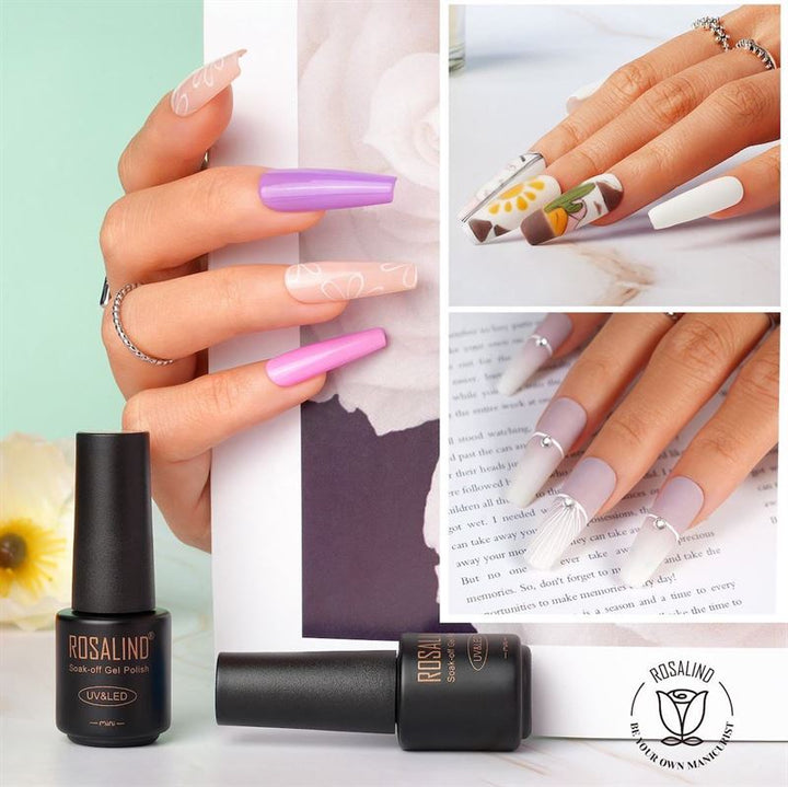 ROSALIND 38-teiliges Gel-Nagellack-Set mit 35 Farben + Grundierung und Überlack (38 x 5 ml) – | Fashiongirl