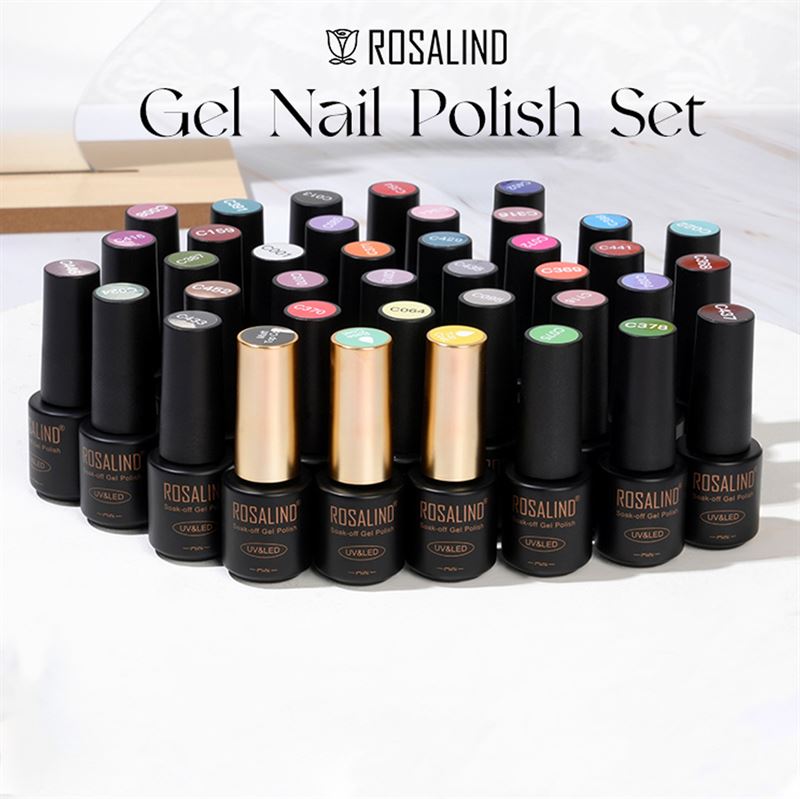 ROSALIND 38-teiliges Gel-Nagellack-Set mit 35 Farben + Unterlack & Überlack (38 x 5 ml) – | Fashiongirl
