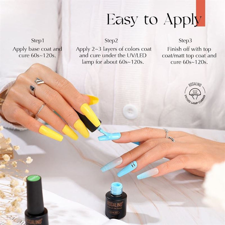 ROSALIND 38-teiliges Gel-Nagellack-Set mit 35 Farben + Unterlack & Überlack (38 x 5 ml) – | Fashiongirl