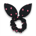 Haargummi mit Schleife – Schwarz mit rosa Punkten – Haaraccessoires