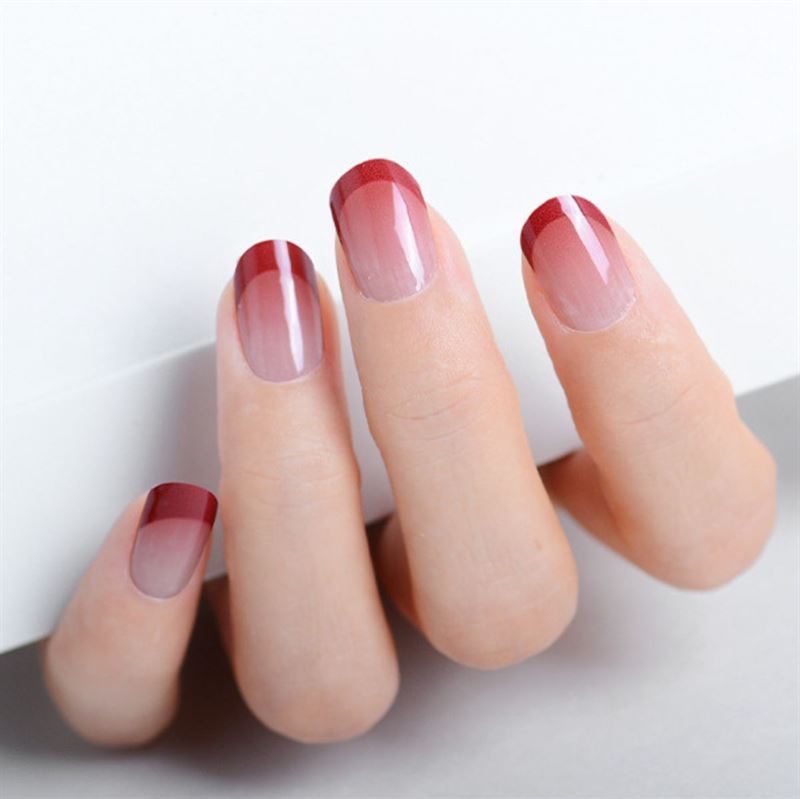 Halbgehärtete Gel-Nagelsticker / Selbstklebender Nagellack – Red French Ombre (JK – 333) – | Fashiongirl