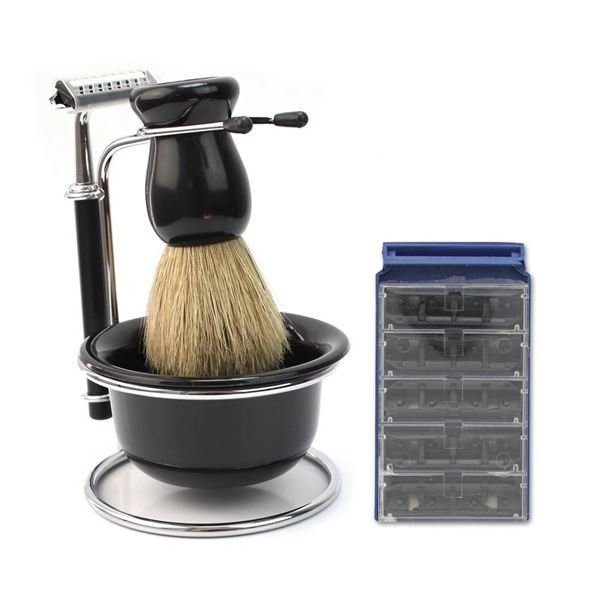 Rasier-Set für Männer mit Rasierer, Pinsel und Schale – Haaraccessoires | Fashiongirl