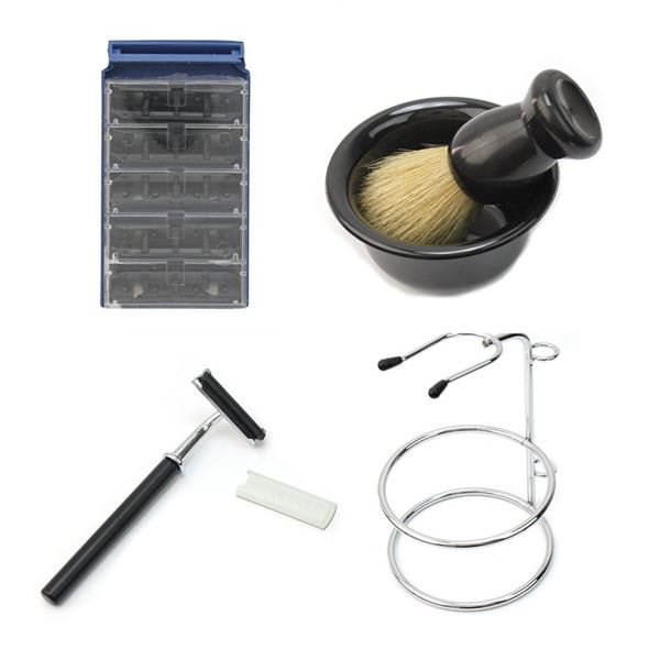 Rasier-Set für Männer mit Rasierer, Pinsel und Schale – Haaraccessoires | Fashiongirl