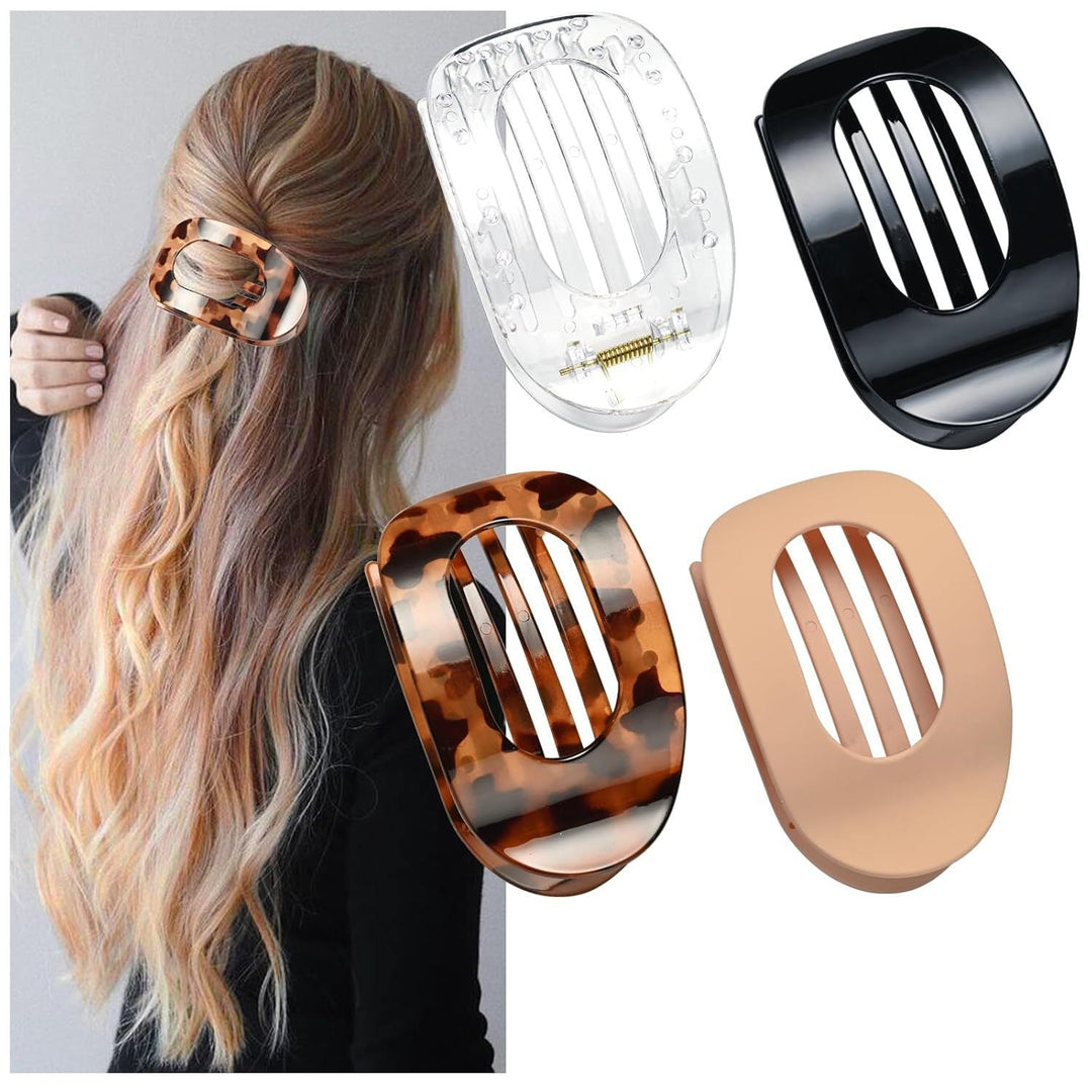 SOHO 4er-Pack flache Haarspangen – starker Halt, ergonomisches Design und perfekt für dickes, feines und lockiges Haar – Style 3 – Hair Claw – SOHO