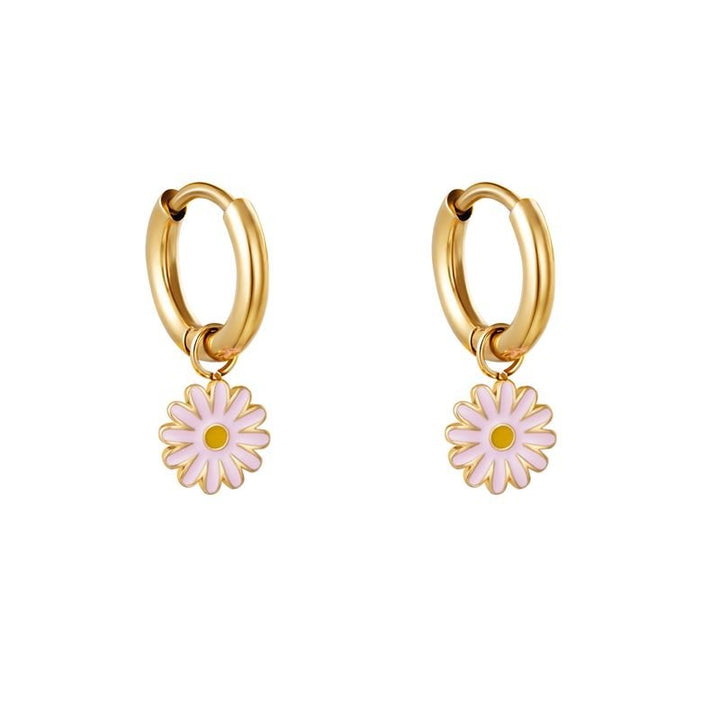 SOHO Daisy Hoop Ohrringe – Gold/Rosa – | Fashiongirl