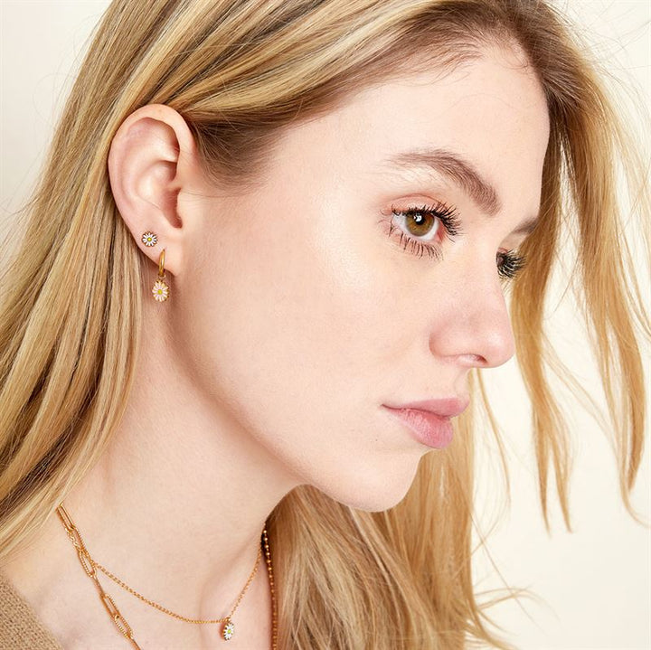 SOHO Daisy Hoop Ohrringe – Gold/Rosa – | Fashiongirl