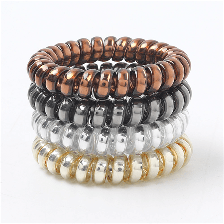 SOHO Metallic Spiral-Haarbänder 3 Stück – Metallgrau – Haaraccessoires | Fashiongirl