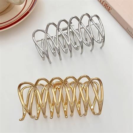 SOHO Olive Metal Hair Claw – Silber – Haaraccessoires