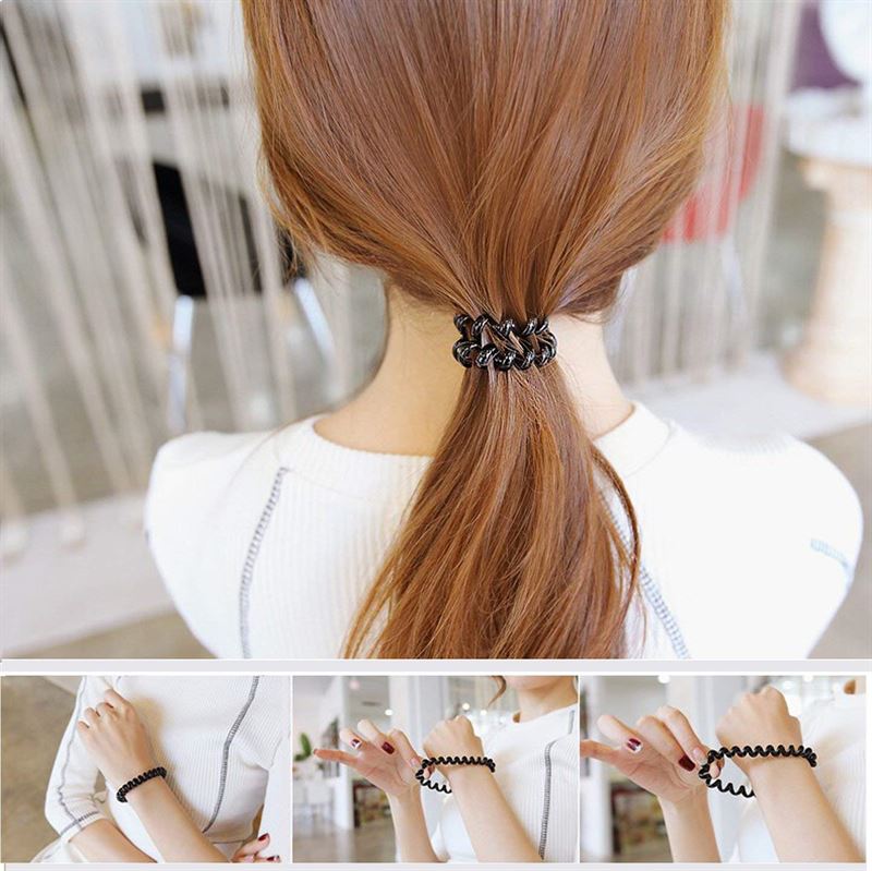 SOHO Spiral Hair elastics - Brown (3 pcs) - Hair Accessories | Fashiongirl