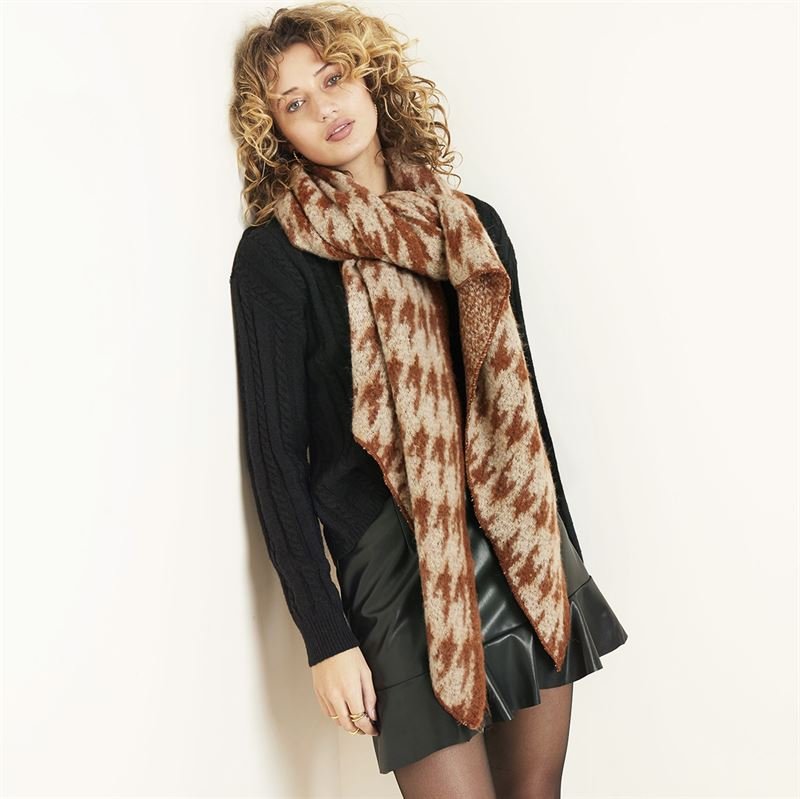 SOHO Zweifarbiger Schal 185 x 55 cm – Braun – | Fashiongirl