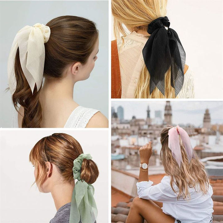 SOHO Vina Scrunchie mit Schal – Schwarz – Haaraccessoires